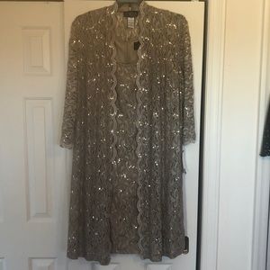 Gold lace sequin coat dress